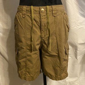 Eddie Bauer Cargo Shorts Brown Ripstop Hiking Casual Drawstring